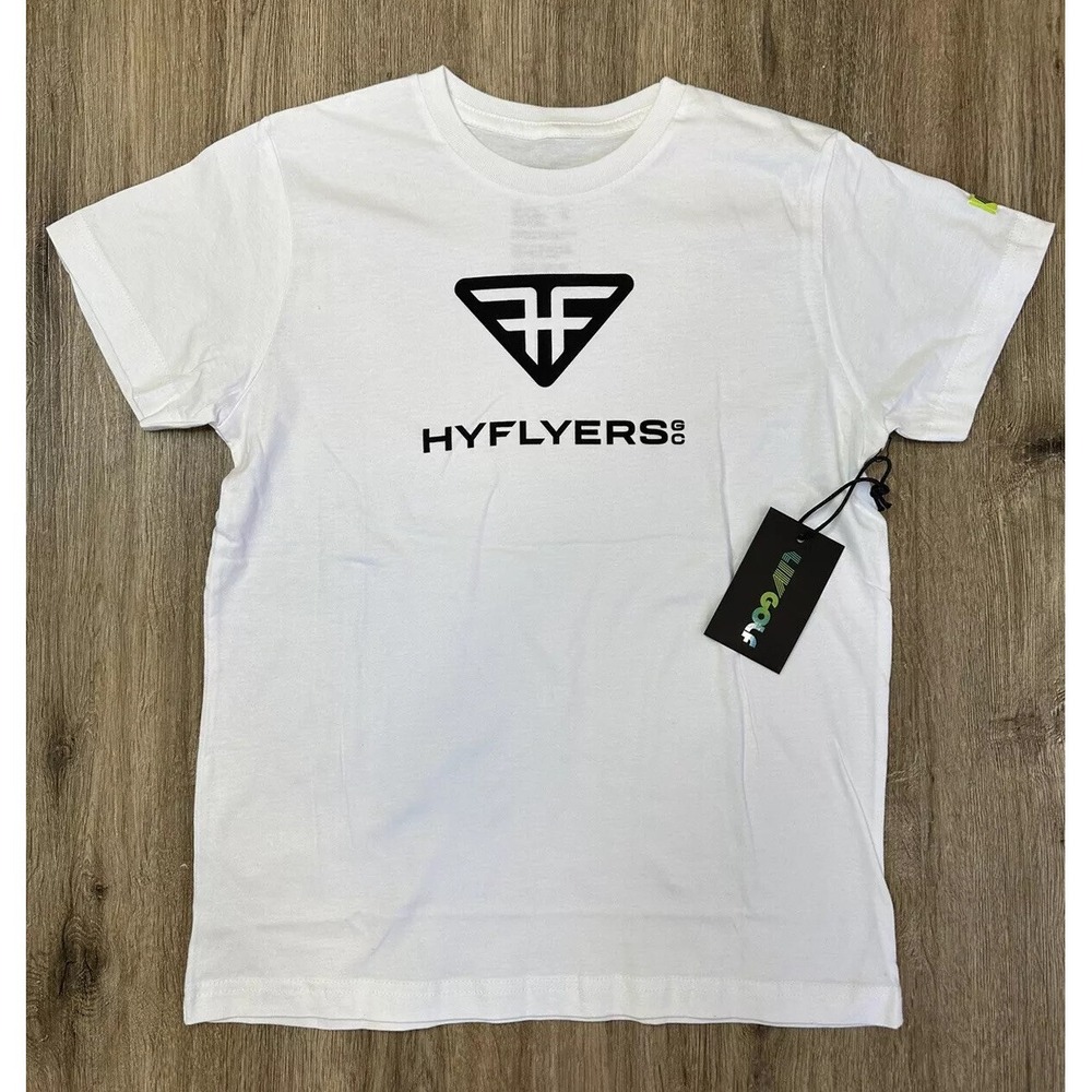NWT LIV Golf HYFLYERS GC White Logo T Shirt Phil Mickelson / Youth Kids Large